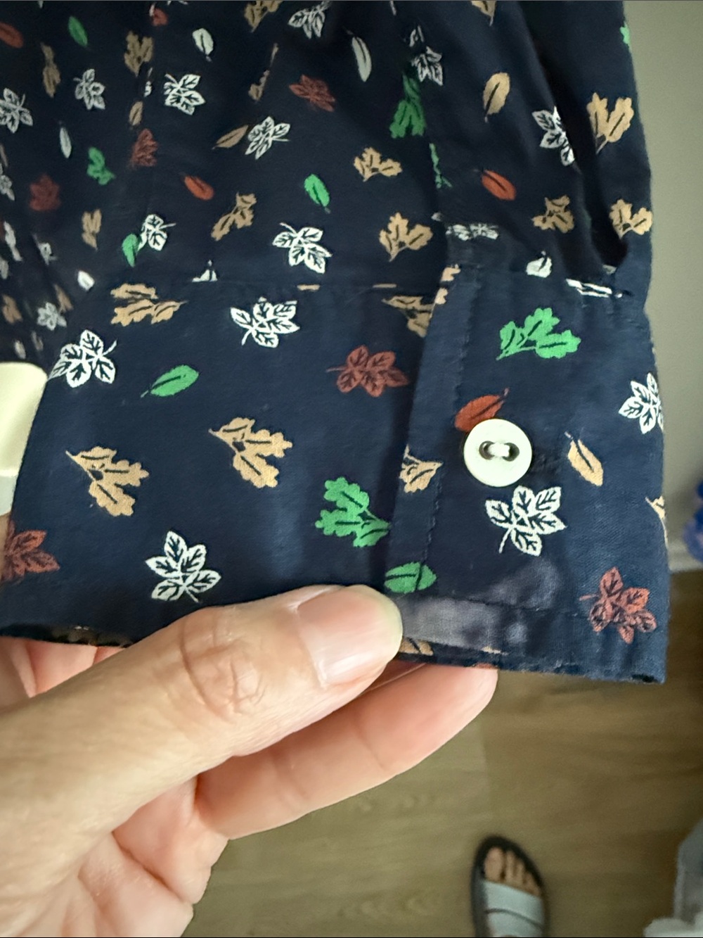 Tommy Hilfiger Navy Autumn Fall Floral Ruffle-Trim Button Down Shirt - Picture 12 of 12